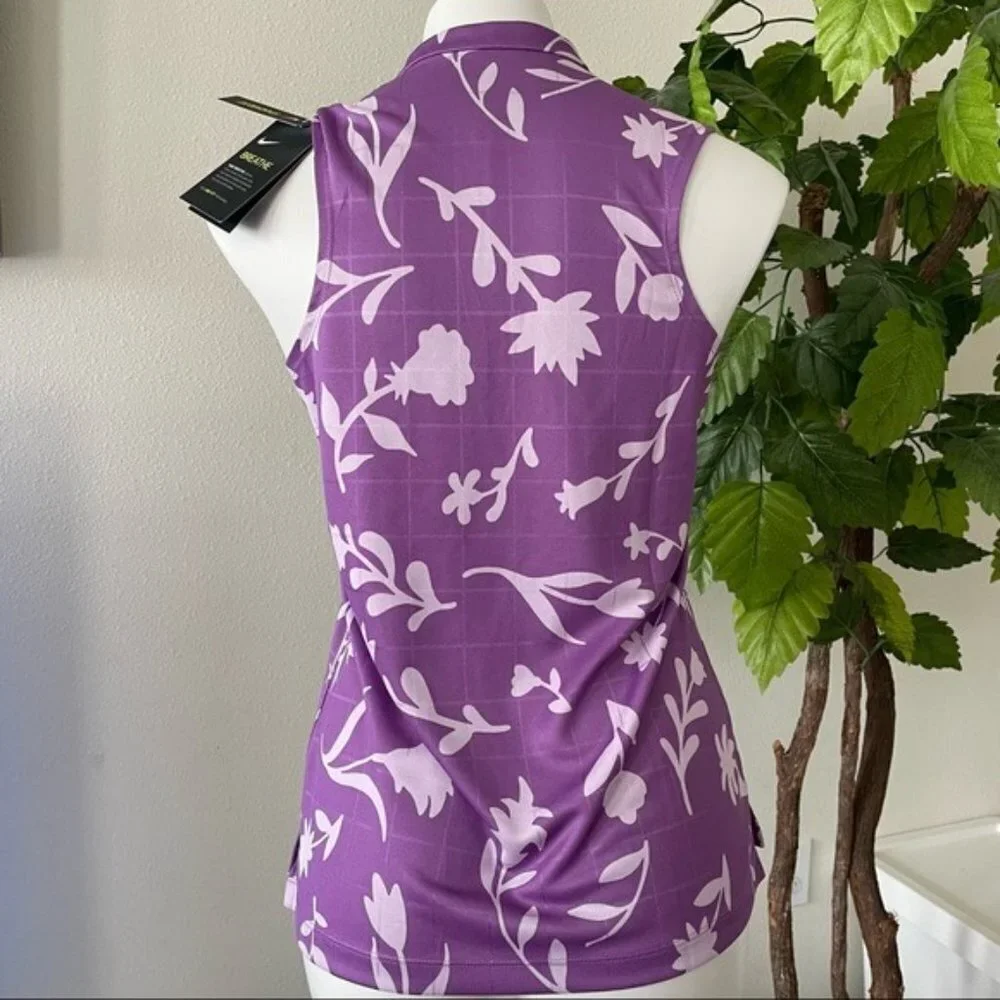 Nike Women's Breathe Floral Printed Sleeveless Polo Size M